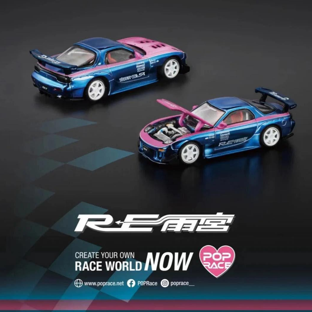 POP RACE S24-HEC2025 RX-7 RE雨宮 限定 1/64 Pop Race Mazda RX7 Re-Amemiya (Chrome Blue/Pink) (S24-HEC2025