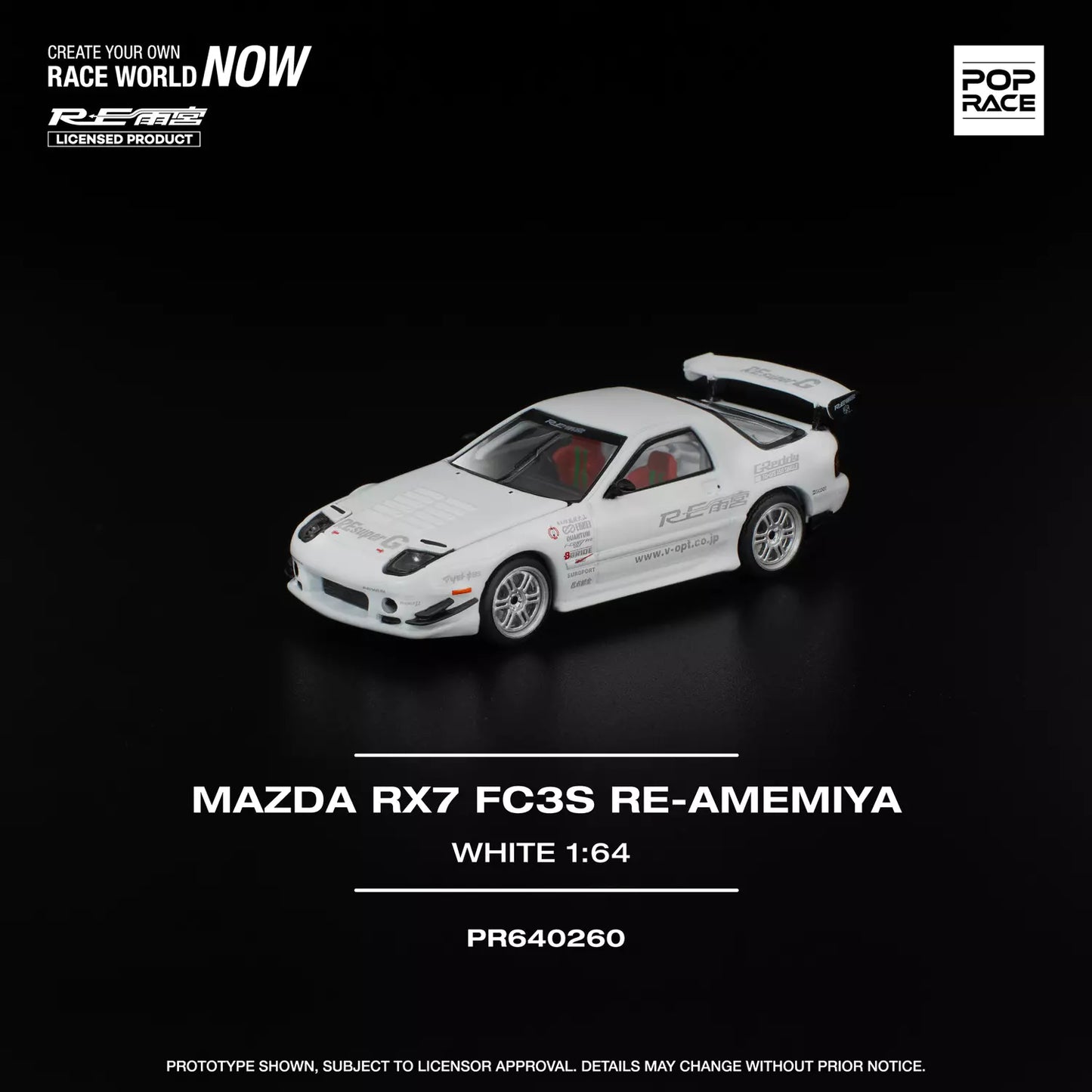1/64 Pop Race Mazda RX-7 FC3S Re-Amemiya (White) (PR64-260)