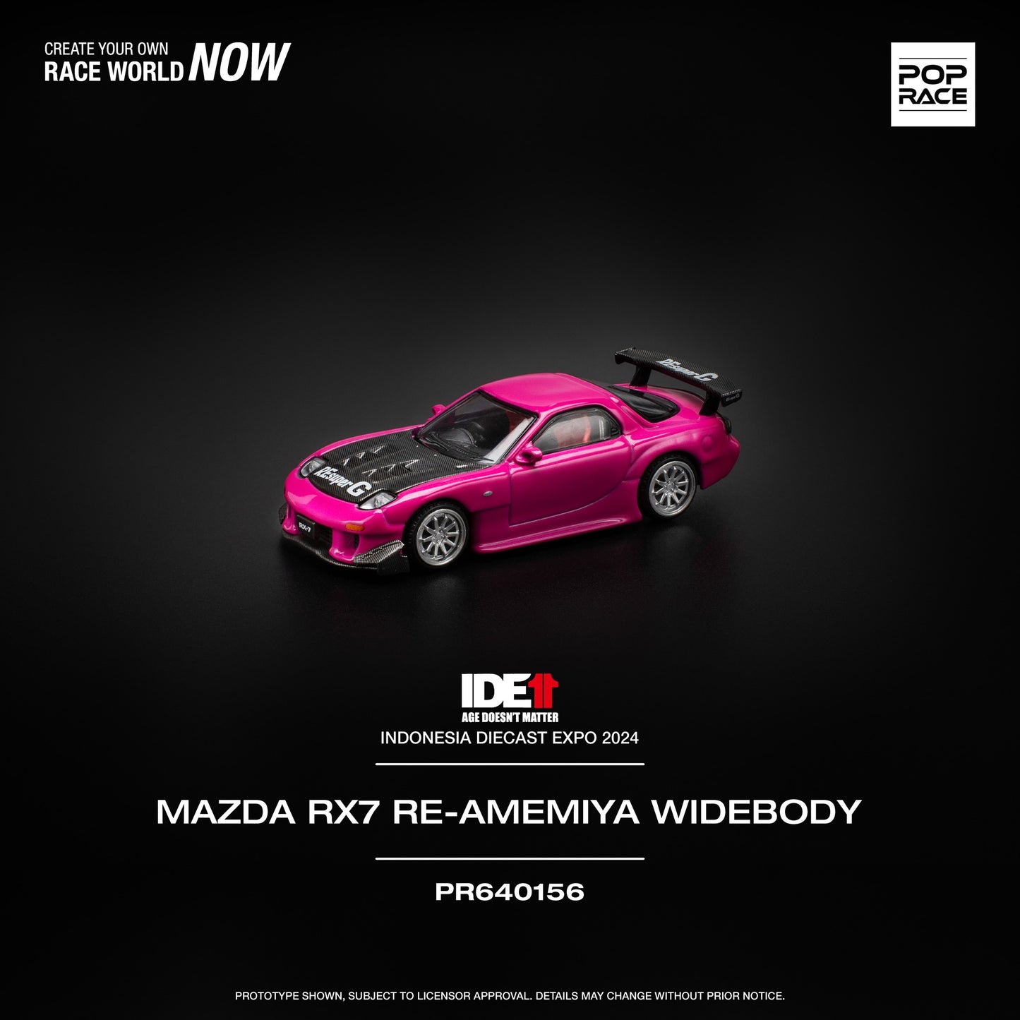 1/64 Pop Race Mazda RX-7 Re-Amemiya Widebody (Pink) (PR64-156) (IDE 2024 Exclusive)