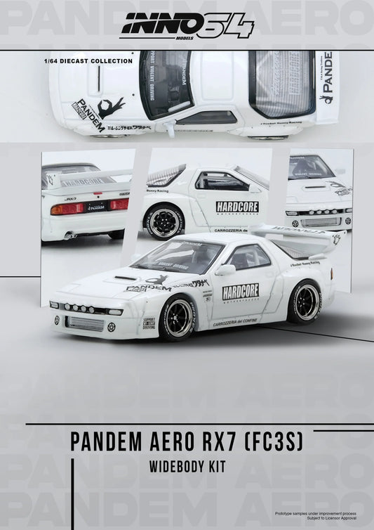 1/64 Inno64 Mazda RX7 (FC3S) "Pandem Aero" Widebody Kit (White)