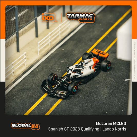 1/64 Tarmac Works x iXO Models McLaren MCL60 Spanish Grand Prix 2023 Qualifying Lando Norris
