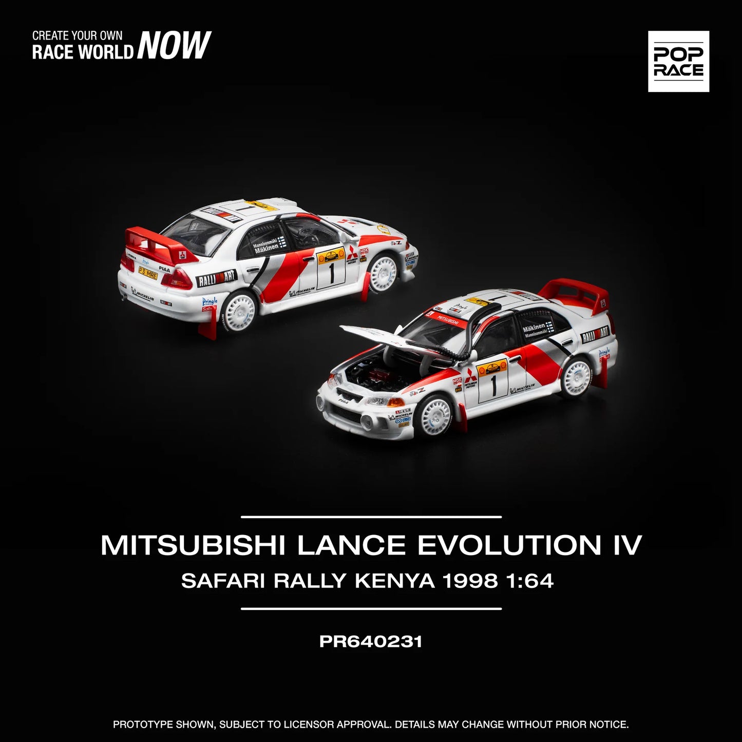 1/64 Pop Race Mitsubishi Lancer Evolution IV (Safari Rally Kenya 1998) (PR64-231)