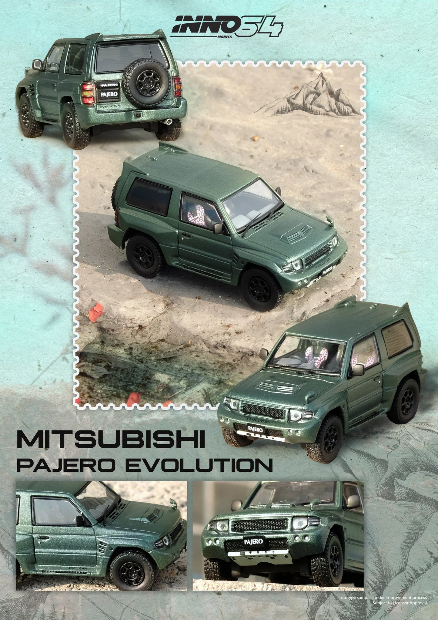 1/64 Inno64 Mitsubishi Pajero Evolution (Satin Green)