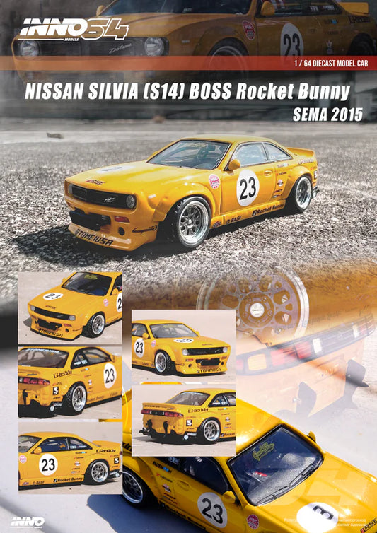 1/64 Inno64 Nissan Silvia (S14) BOSS "Rocket Bunny" SEMA 2015 (Yellow)