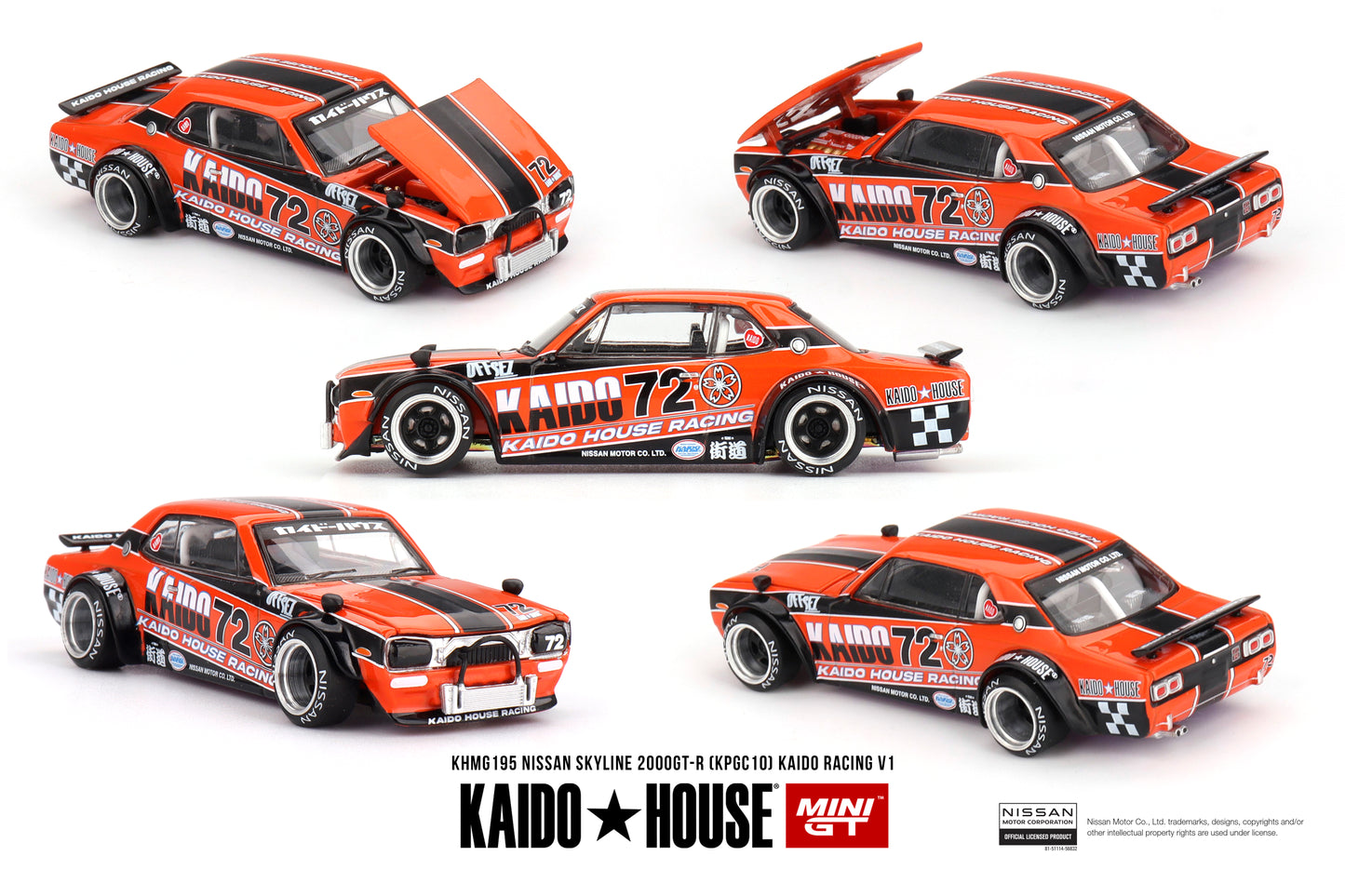 1/64 MiniGT x Kaido House Nissan Skyline 2000GT-R (KPGC10) Kaido Racing V1 (KHMG195) (Chance of Chase Car)
