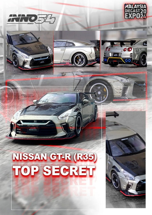 1/64 Inno64 Nissan Skyline GT-R (R35) "Top Secret" (Malaysia Diecast Expo 2024 Special Edition) (Silver)