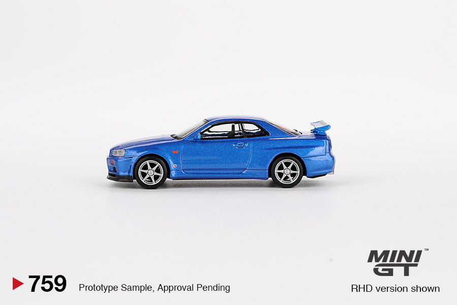 1/64 MiniGT Nissan Skyline GT-R (R34) V-Spec (Bayside Blue) (MGT00759)