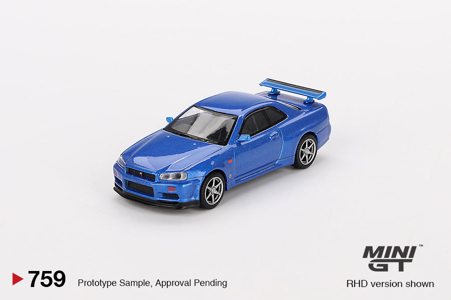 1/64 MiniGT Nissan Skyline GT-R (R34) V-Spec (Bayside Blue) (MGT00759)