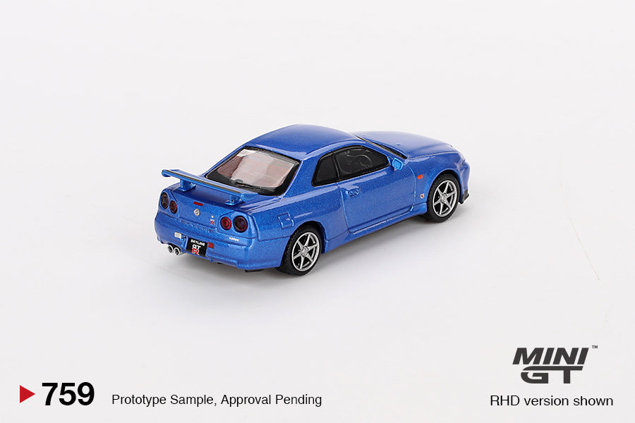 1/64 MiniGT Nissan Skyline GT-R (R34) V-Spec (Bayside Blue) (MGT00759)