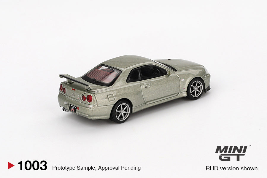 1/64 MiniGT Nissan Skyline GT-R (R34) V-Spec II Nür (Millenium Jade) (MGT01003)
