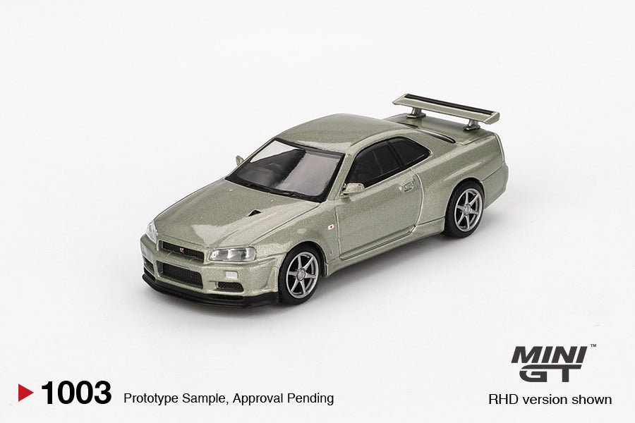 1/64 MiniGT Nissan Skyline GT-R (R34) V-Spec II Nür (Millenium Jade) (MGT01003)