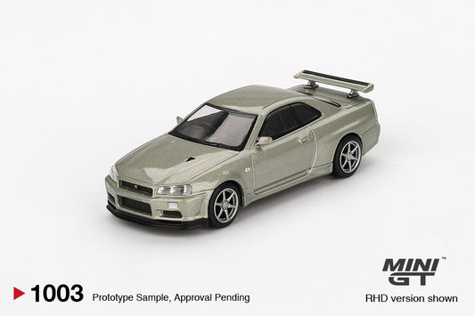 1/64 MiniGT Nissan Skyline GT-R (R34) V-Spec II Nür (Millenium Jade) (MGT01003)