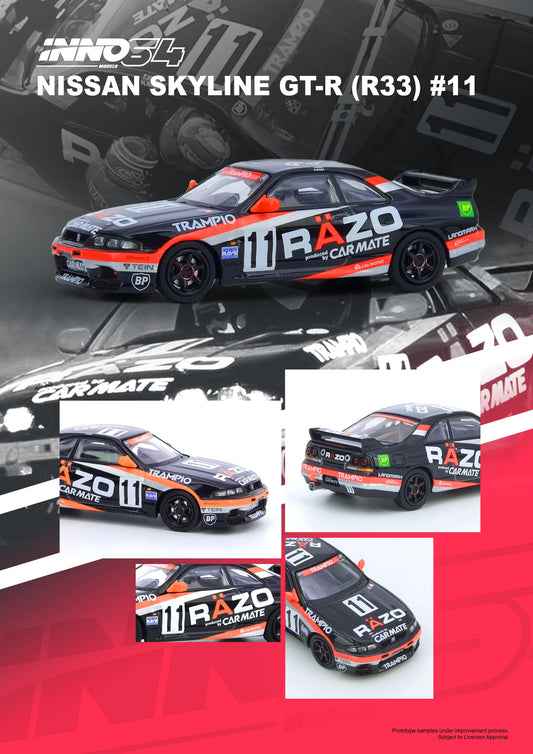 1/64 Inno64 Nissan Skyline GT-R R33 #11 "Razo Trampio" Ni Super Endurance Series - Sendan Highland 1995 Winner