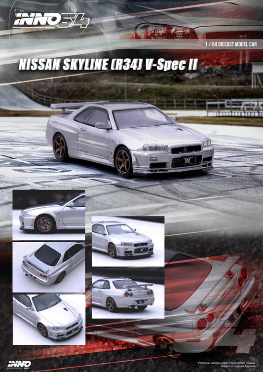 1/64 Inno64 Nissan Skyline GT-R (R34) V-Spec II (Silver)