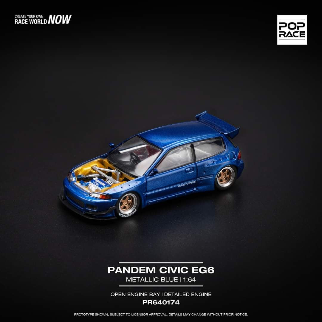 1/64 Pop Race Pandem Civic EG6 (Metallic Blue) (PR64-174)