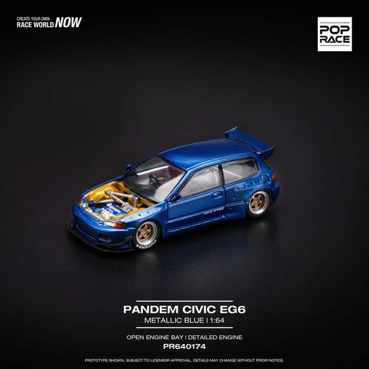 1/64 Pop Race Pandem Civic EG6 (Metallic Blue) (PR64-174)