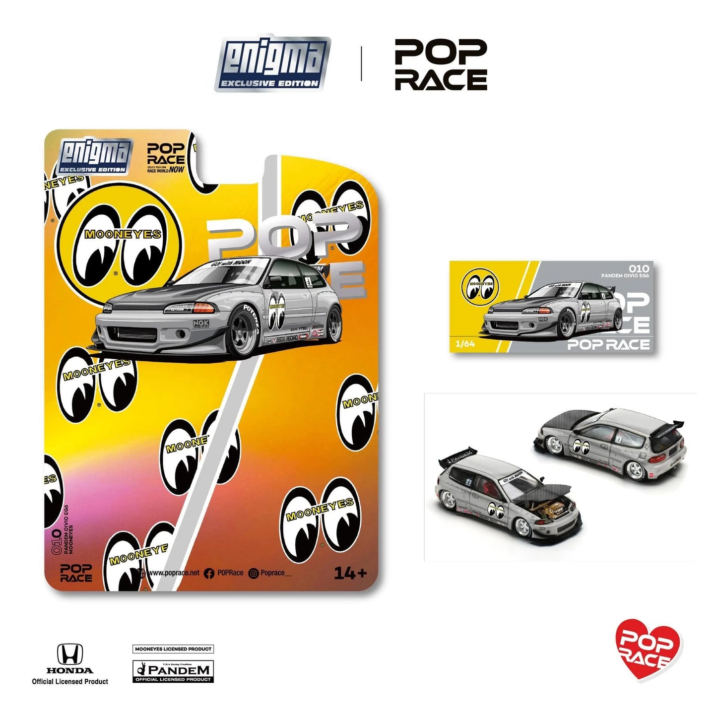 1/64 Pop Race x Enigma Pandem Civic EG6 (Mooneyes) (PR010) (Chase)