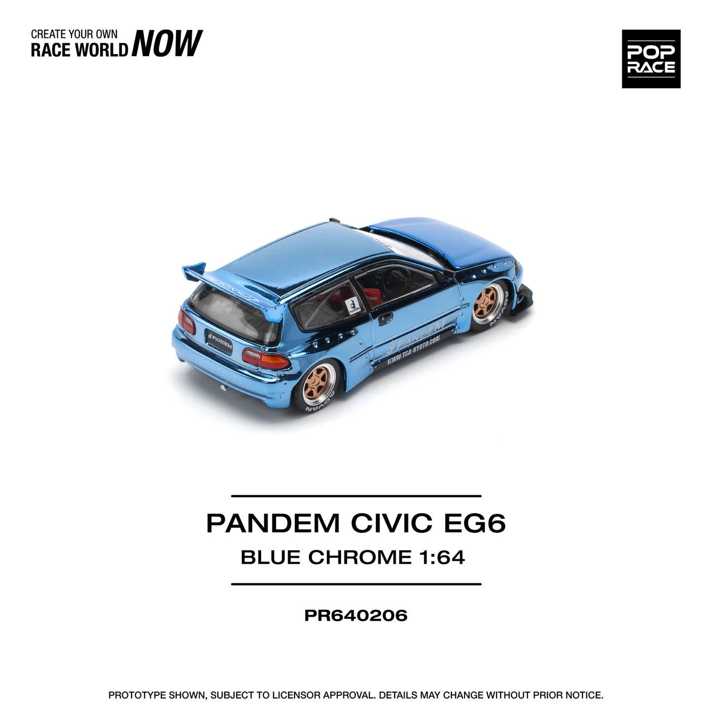 1/64 Pop Race Pandem Civic EG6 (Blue Chrome) (PR64-206)