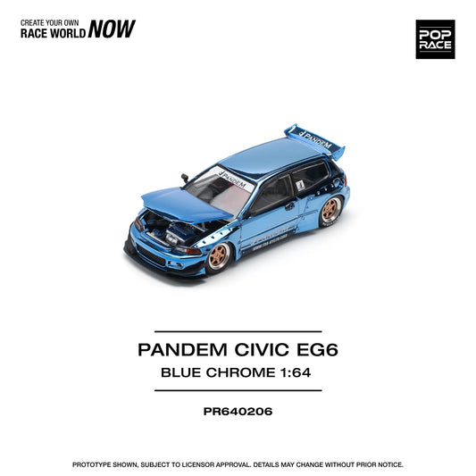 1/64 Pop Race Pandem Civic EG6 (Blue Chrome) (PR64-206)