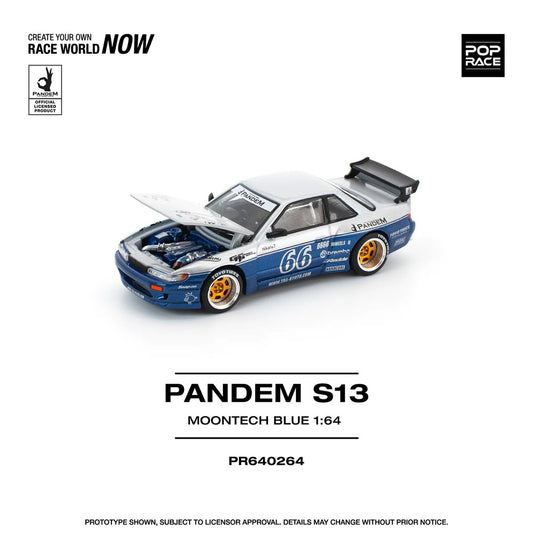 1/64 Pop Race Pandem Silvia S13 (Moontech Blue) (PR64-264)