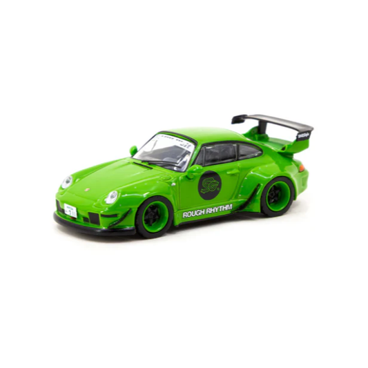 1/64 Tarmac Works x Student Driver Porsche RWB 993 Rough Rhythm Fuel Fest (Green) (Chance of Chase Car)