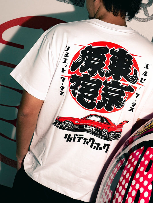Liberty Walk Tokyo Harajuku Sunrise R34 Tee White (Tokyo Exclusive)
