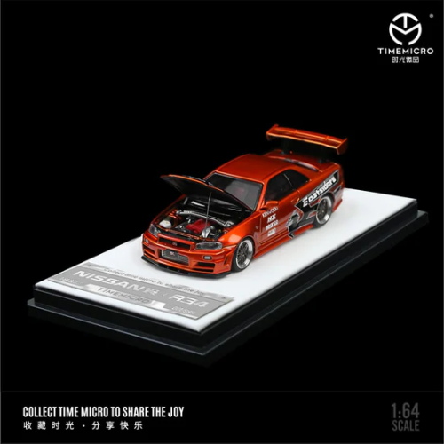 1/64 Time Micro Nissan Skyline R34 Need For Speed Underground Livery (Japanese Orange)