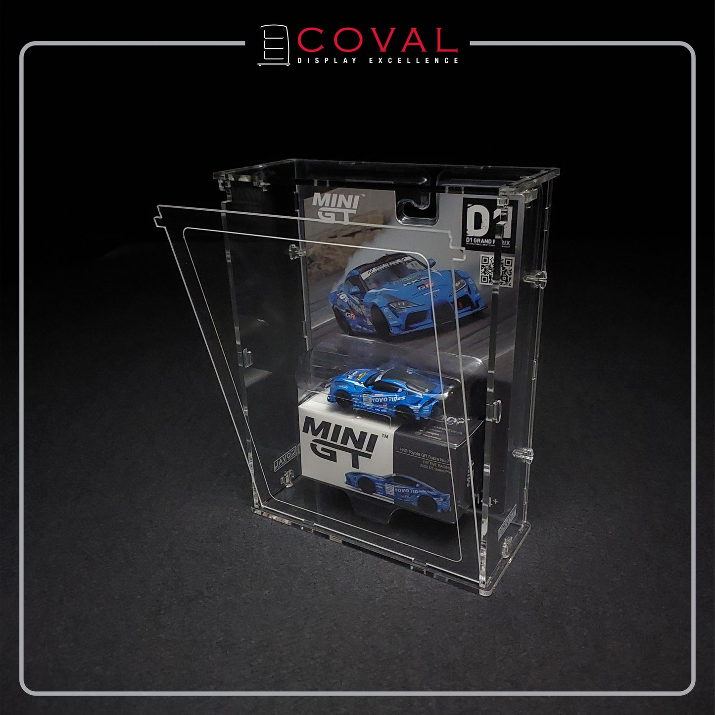 Coval Displays Acrylic Cabinet for Single Mini GT Blister Packed Car with Front Door (SGT-101V)