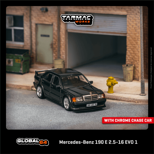 1/64 Tarmac Works x Toyo Tyres Mercedes-Benz 190 E 2.5-15 EVO 1 (Metallic Blue-Black) (Chance of Chase Car)