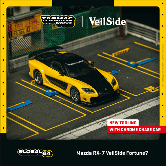 1/64 Tarmac Works Mazda RX-7 VeilSide Fortune7 (Yellow / Black) (Chance of Chase Car)