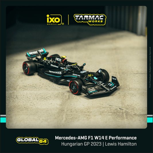 1/64 Tarmac Works x iXO Models Mercedes-AMG F1 W14 E Performance Hungarian Grand Prix 2023 Pole Position Lewis Hamilton