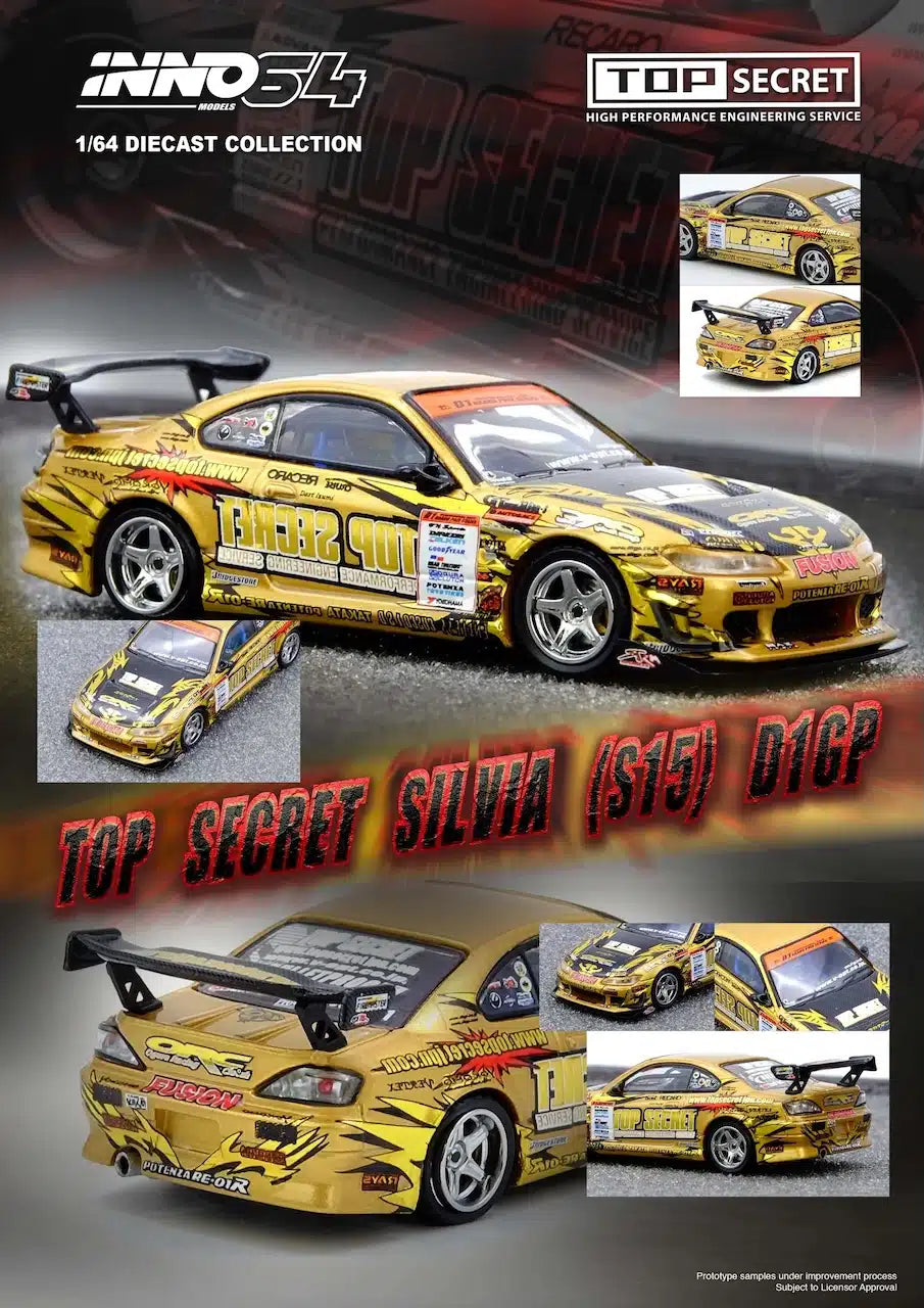 1/64 Inno64 Nissan "Top Secret" Silvia (S15) Gold D1 Grand Prix Series Champion 2004