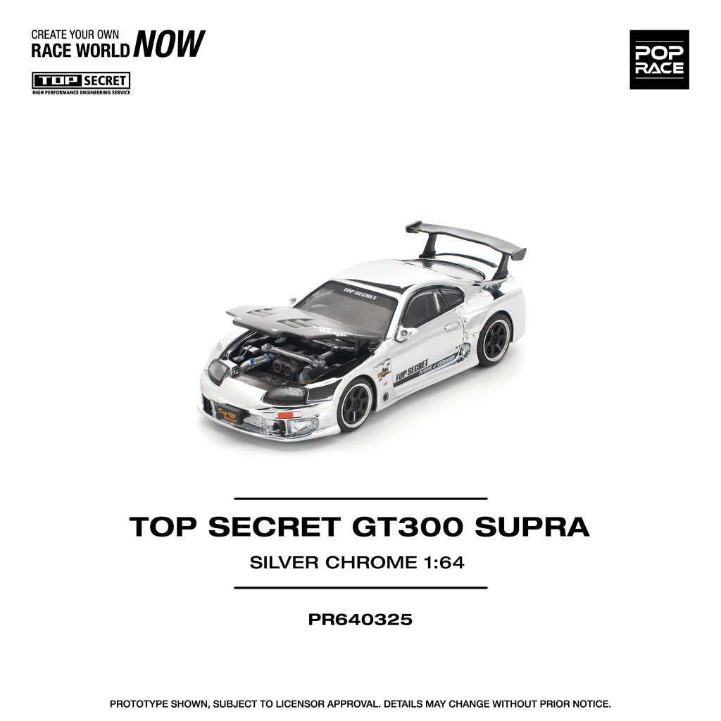 1/64 Pop Race Top Secret GT300 Supra (Silver Chrome) (PR64-325)