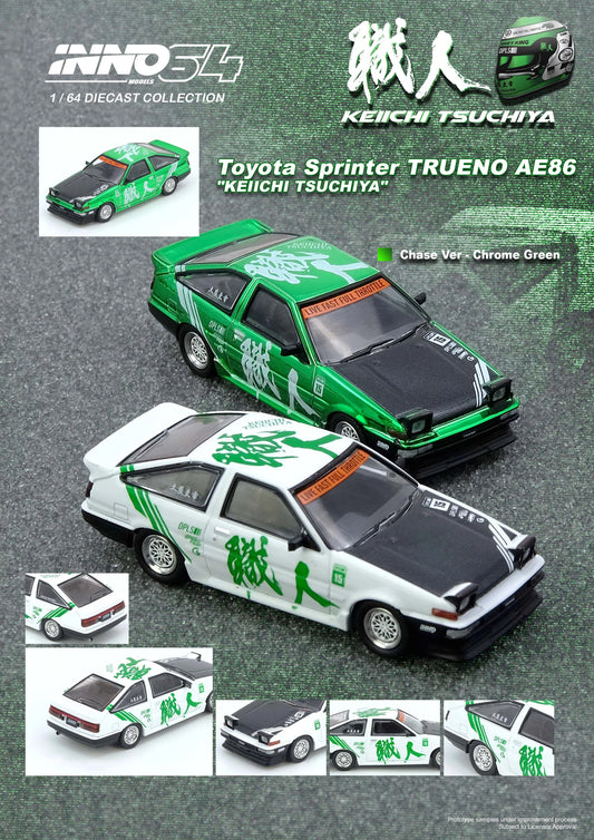 1/64 Inno64 Toyota "Keiichi Tsuchiya" Sprinter Trueno (AE86) (White) (Chance of Chase Car)