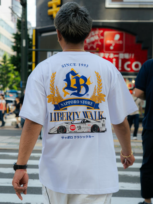 Liberty Walk Sapporo Classic Car F40 Tee White (Sapporo Exclusive)