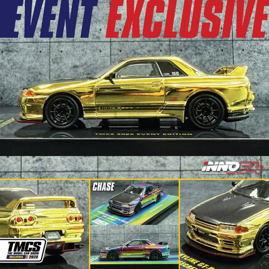 1/64 Inno64 Nissan Skyline GT-R (R32) "Top Secret) (Gold Chrome) (TMCS Malaysia 2025 Exclusive) (Chance of Chase Car)