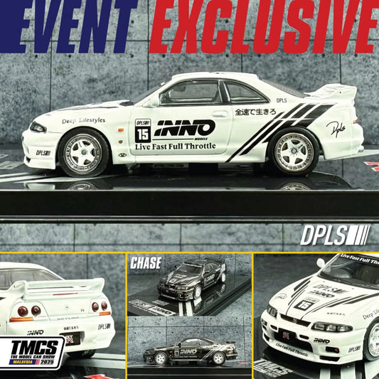 1/64 Inno64 x DPLS Nissan Skyline GT-R (R33) (White) (TMCS Malaysia 2025 Exclusive) (Chance of Chase Car)